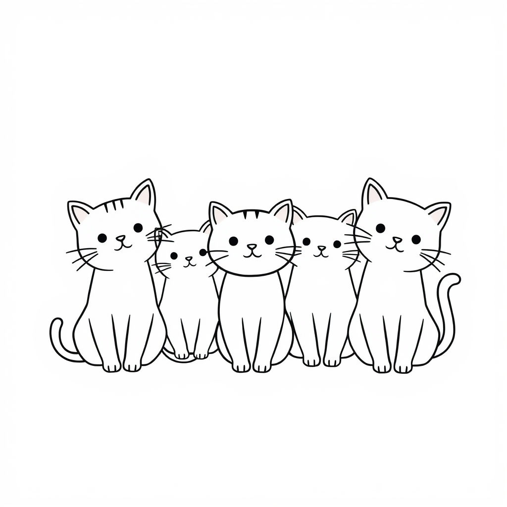 Katten-vriendjes Kleurplaat
