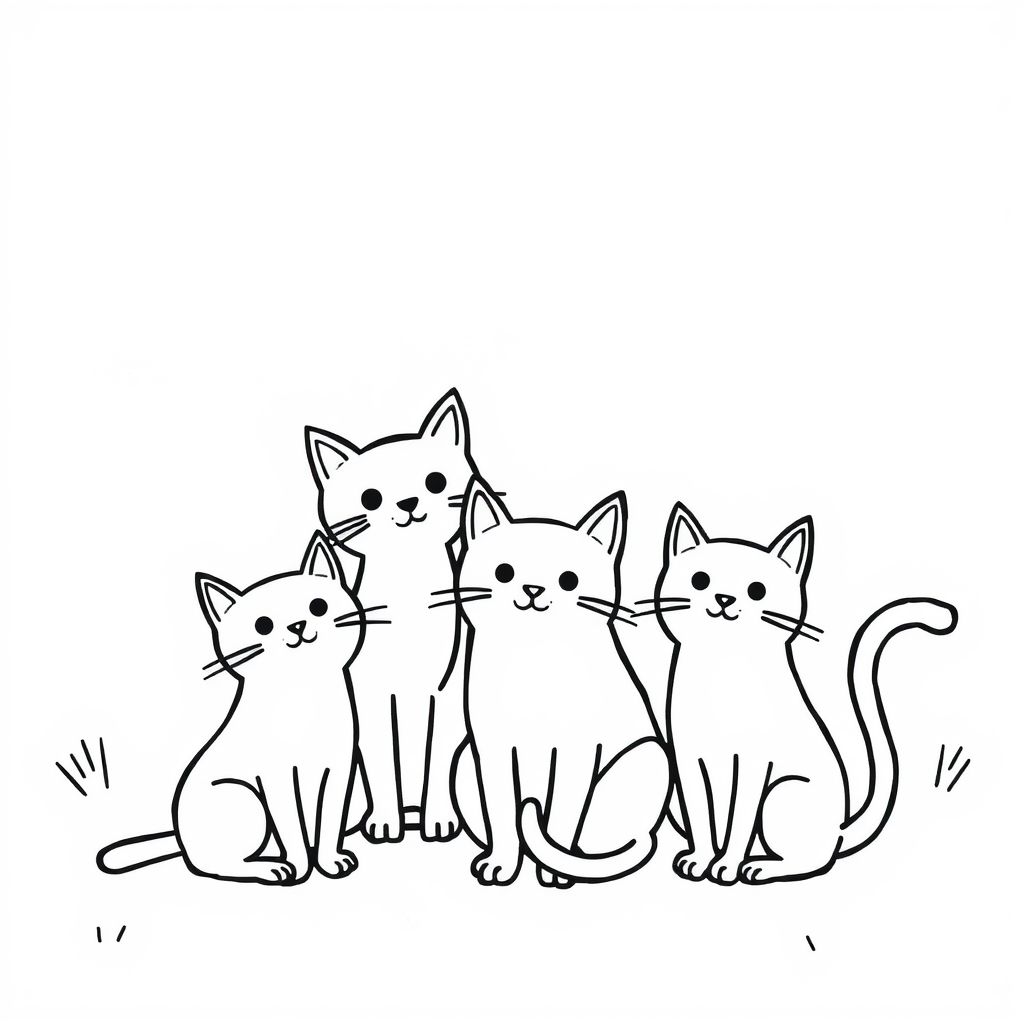 Kattenvriendjes Kleurplaat