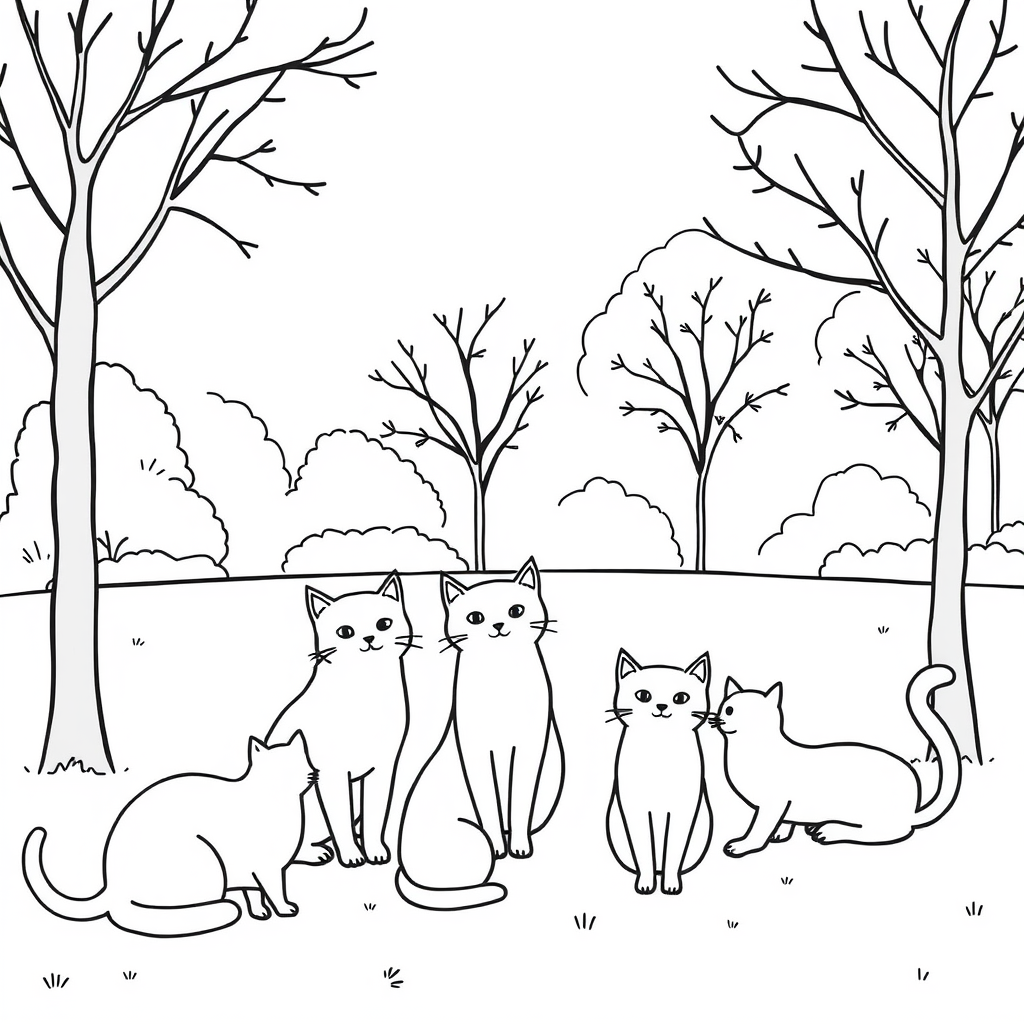 Kattenvriendjes Kleurplaat
