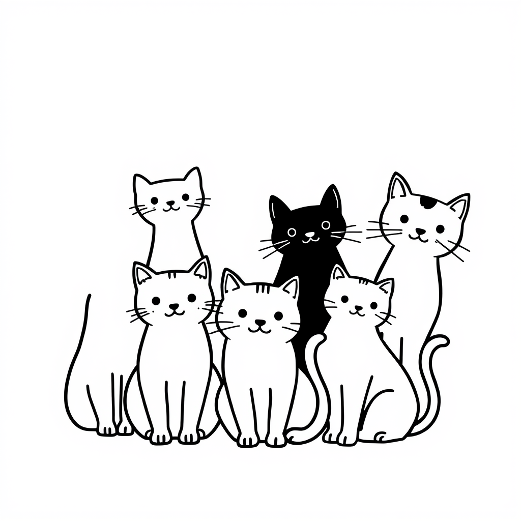 Kattenvriendjes Kleurplaat