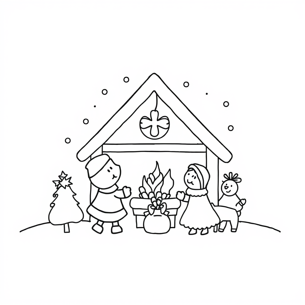 Kerstfeestje Kleurplaat