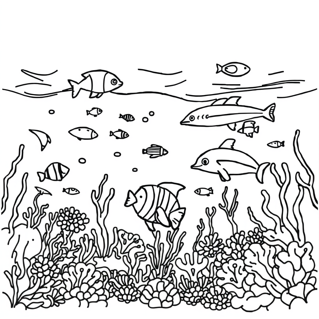 Dieren in het water Kleurplaat