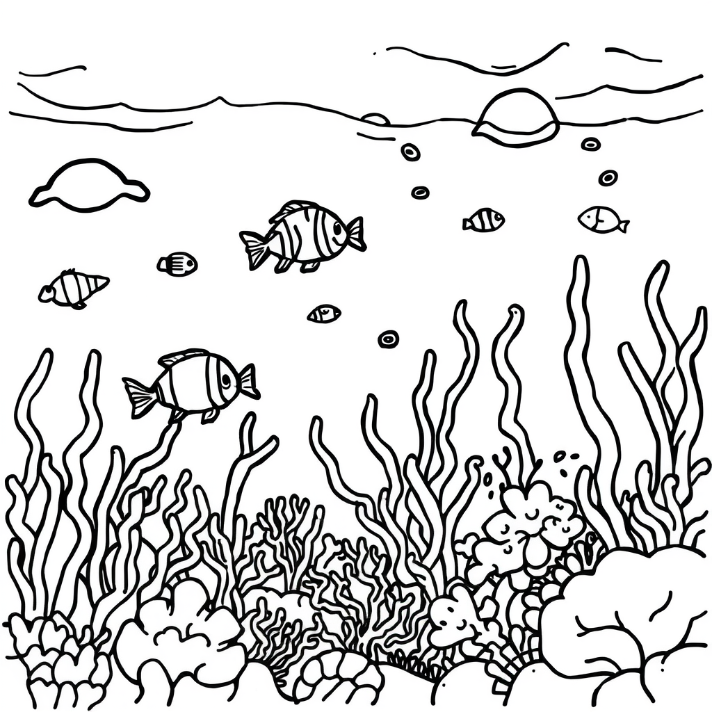 Dieren in het diepe: Kleurplaat
