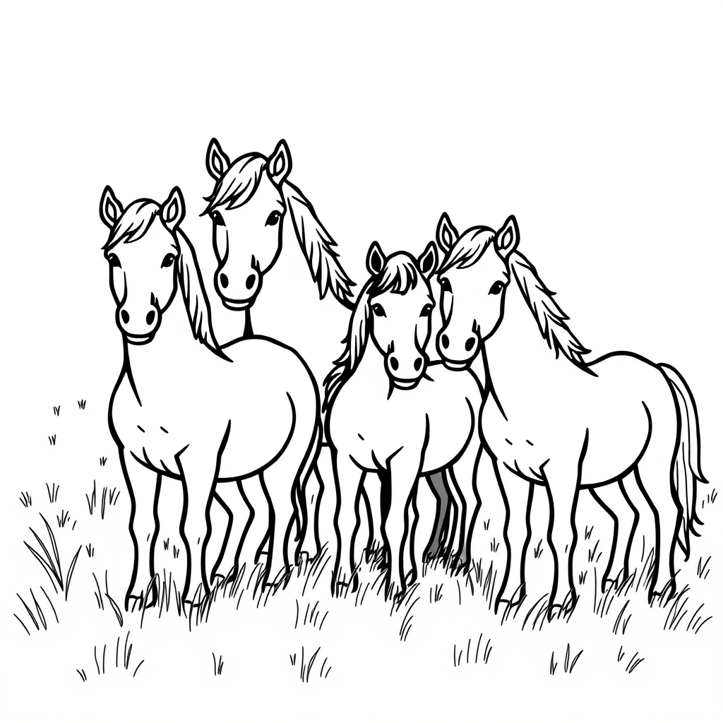 Paardenvriendjes Kleurplaat