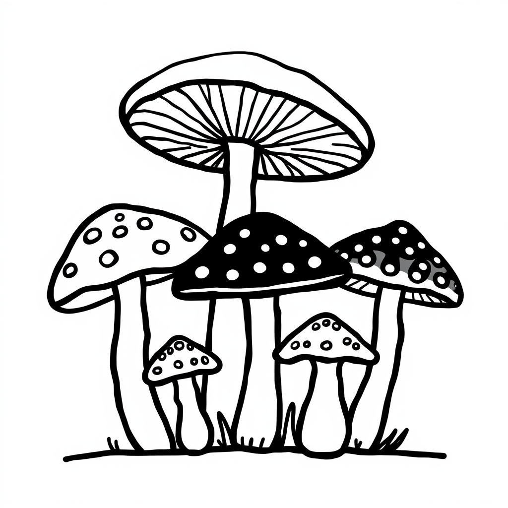 Paddestoelen Kleurplaat