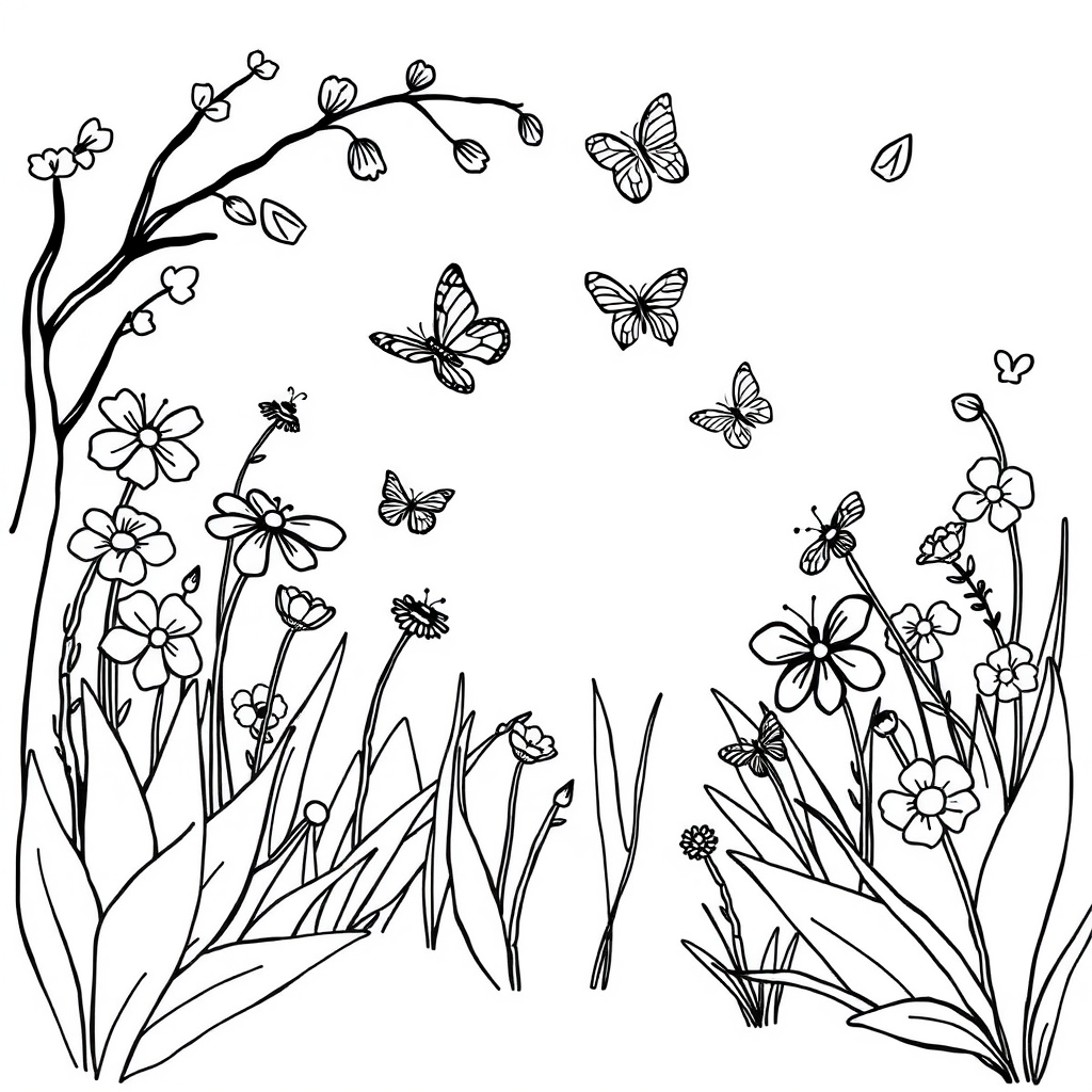 Vlinder-Vriendjes Kleurplaat