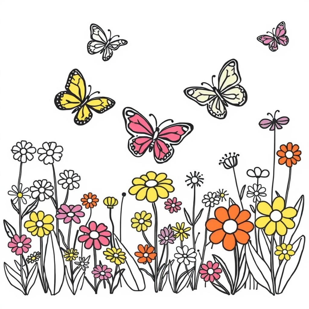 Vlinder-vriendjes Kleurplaat