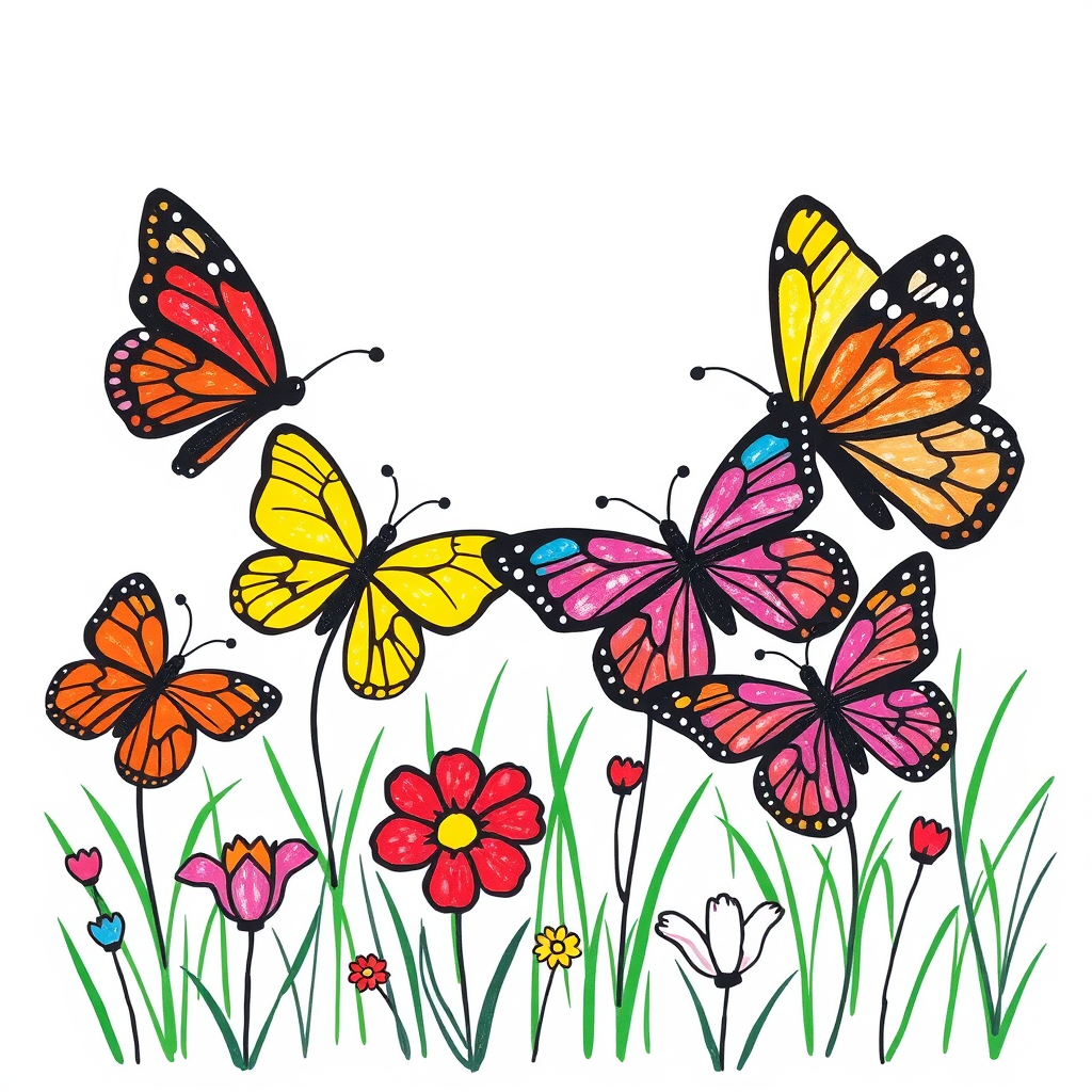 Vlinder vriendjes Kleurplaat