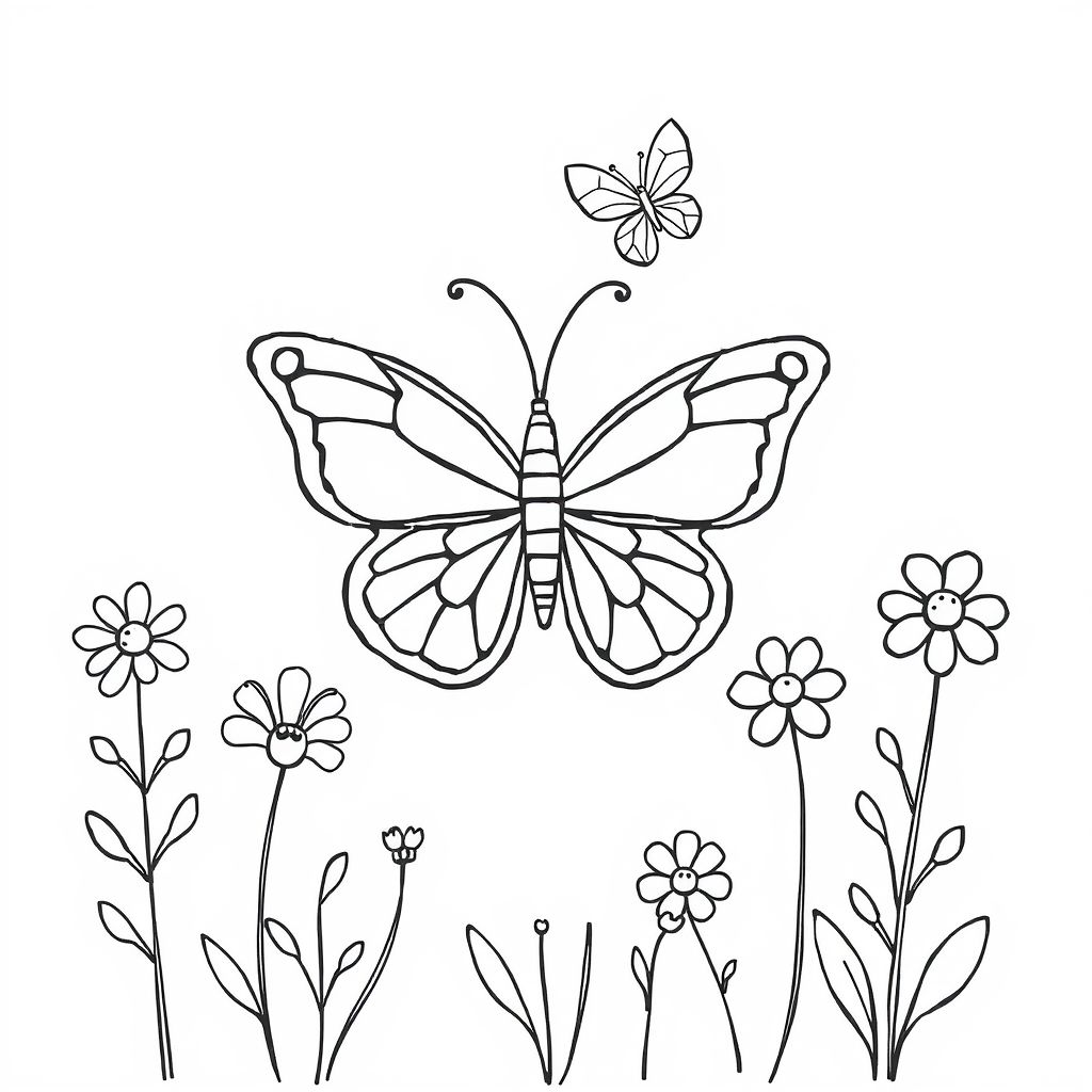 Vlinder-vriendjes Kleurplaat