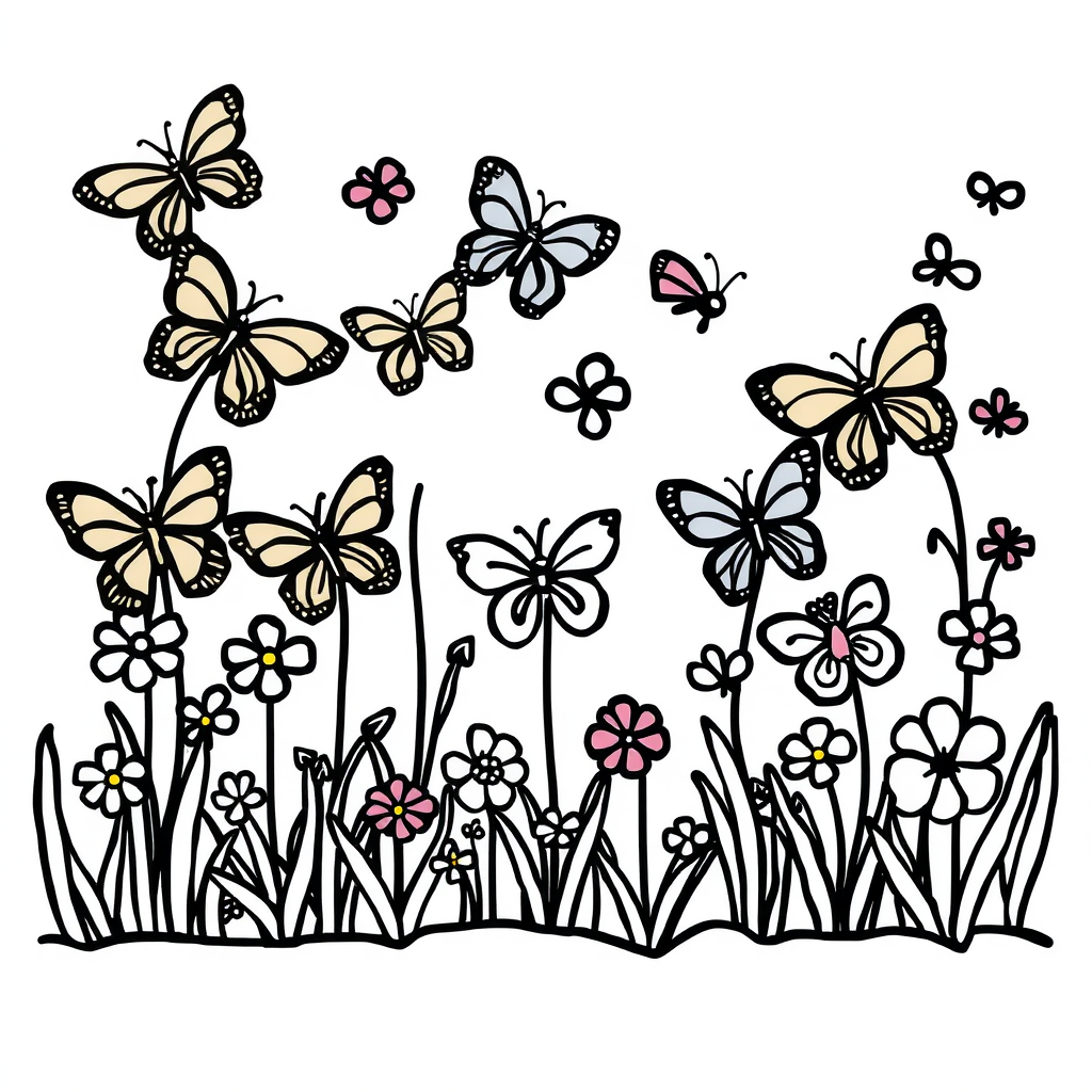 Vlinder-vriendjes Kleurplaat