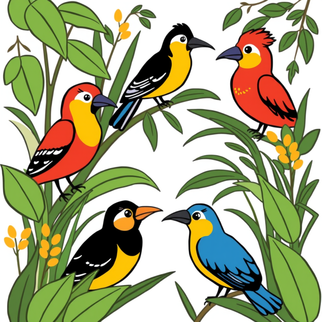 Vogels Kleurplaat