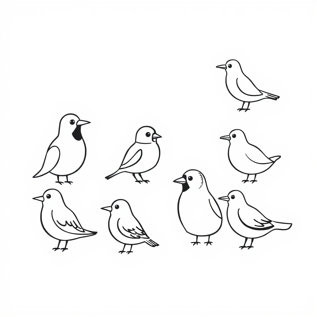 Vogeltjes Kleurplaat