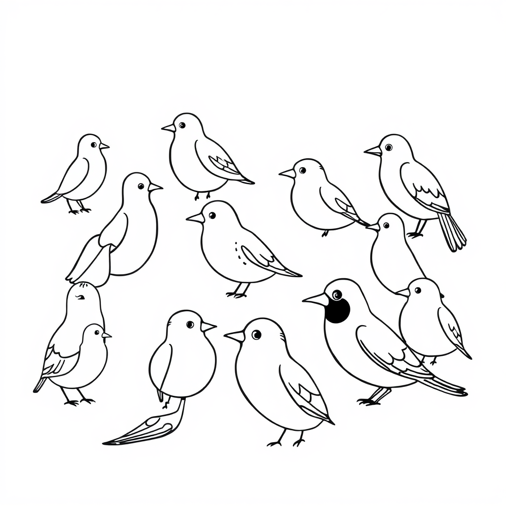 Vogeltjes Kleurplaat