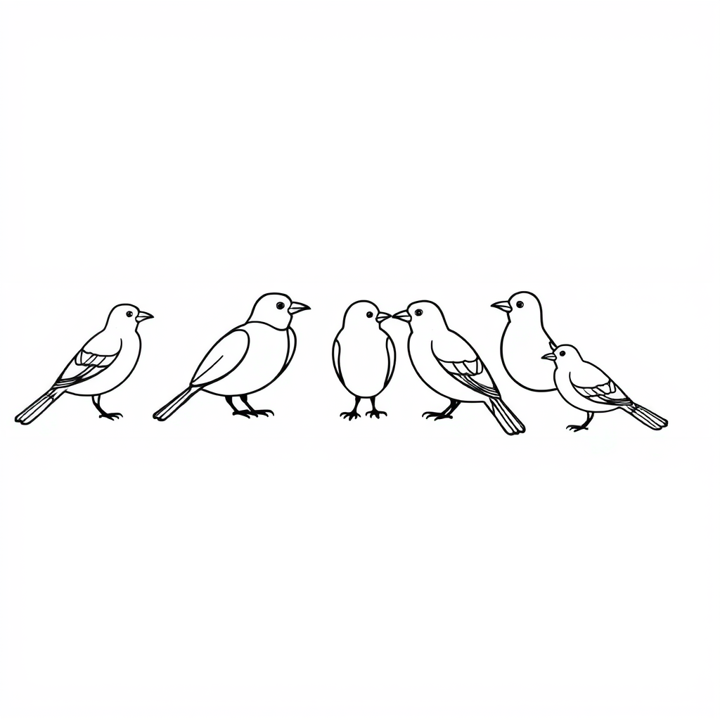 Vogeltjes Kleurplaat