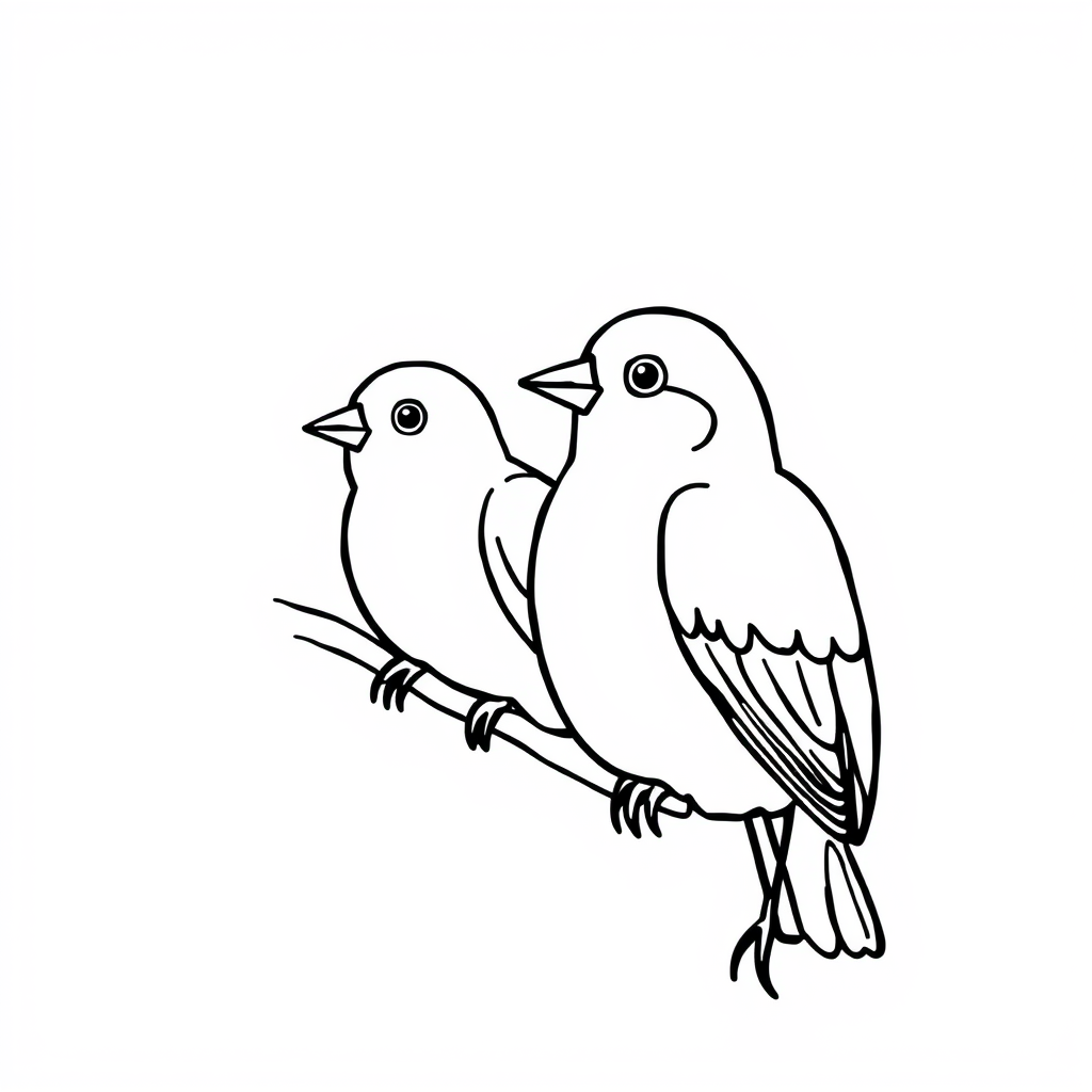 Vogeltjes Kleurplaat