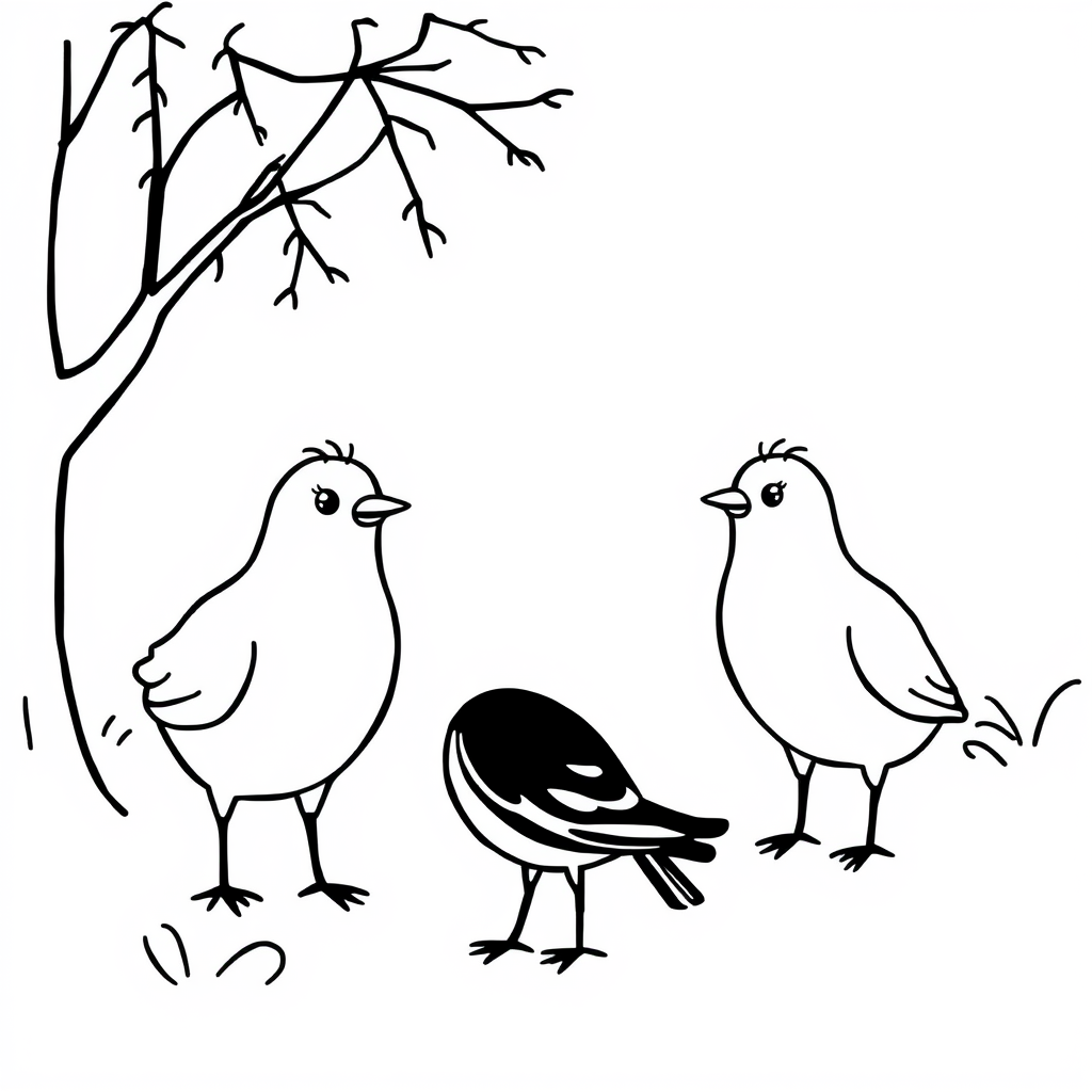 Vogeltjes Kleurplaat
