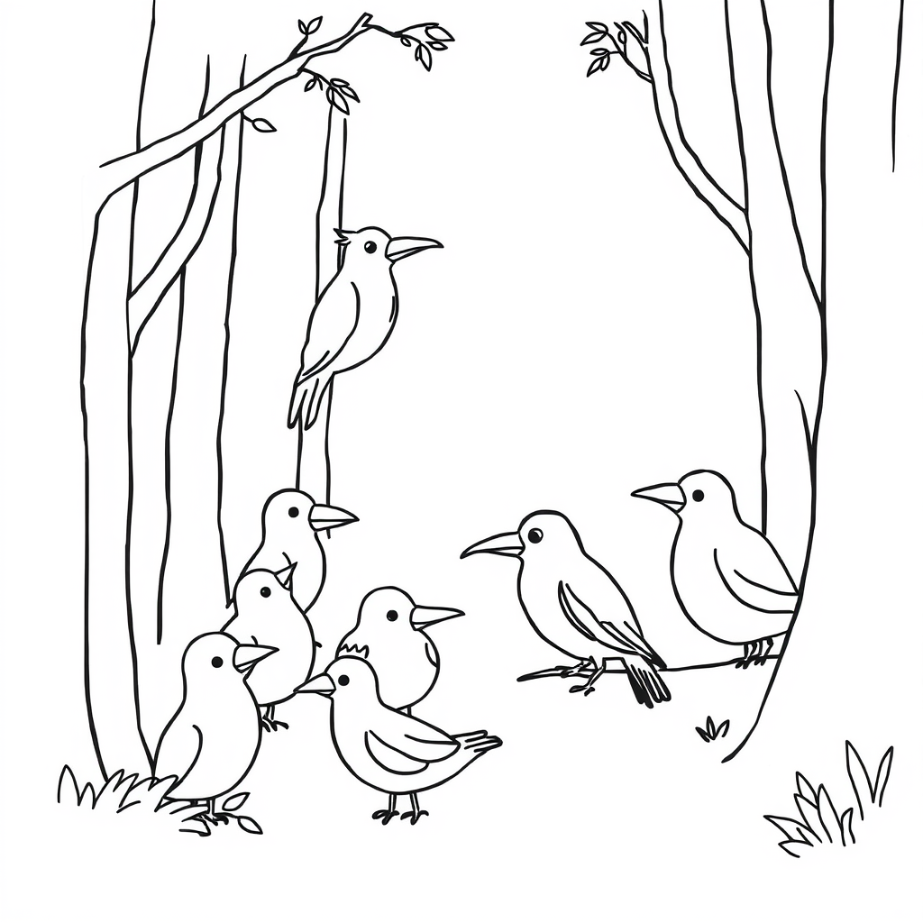 Vogeltjes Kleurplaat