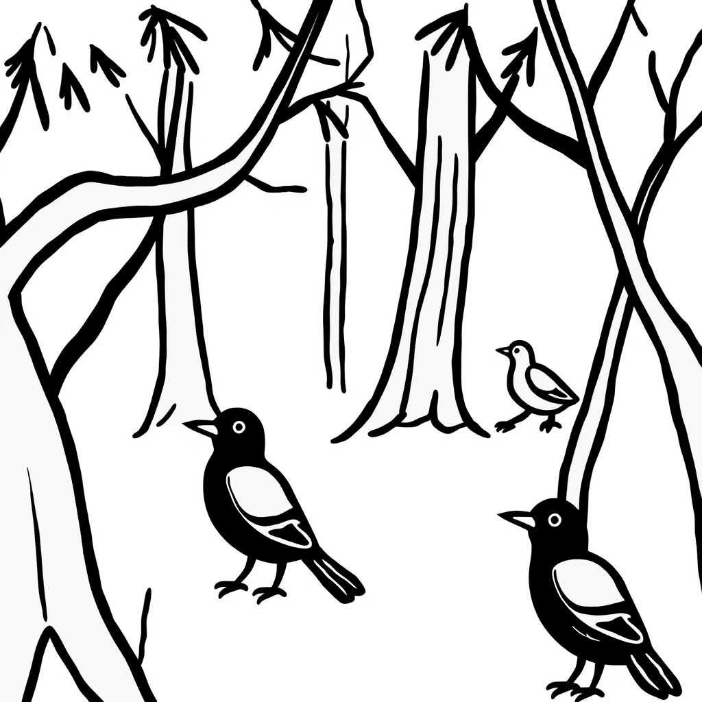 Vogeltjes Kleurplaat