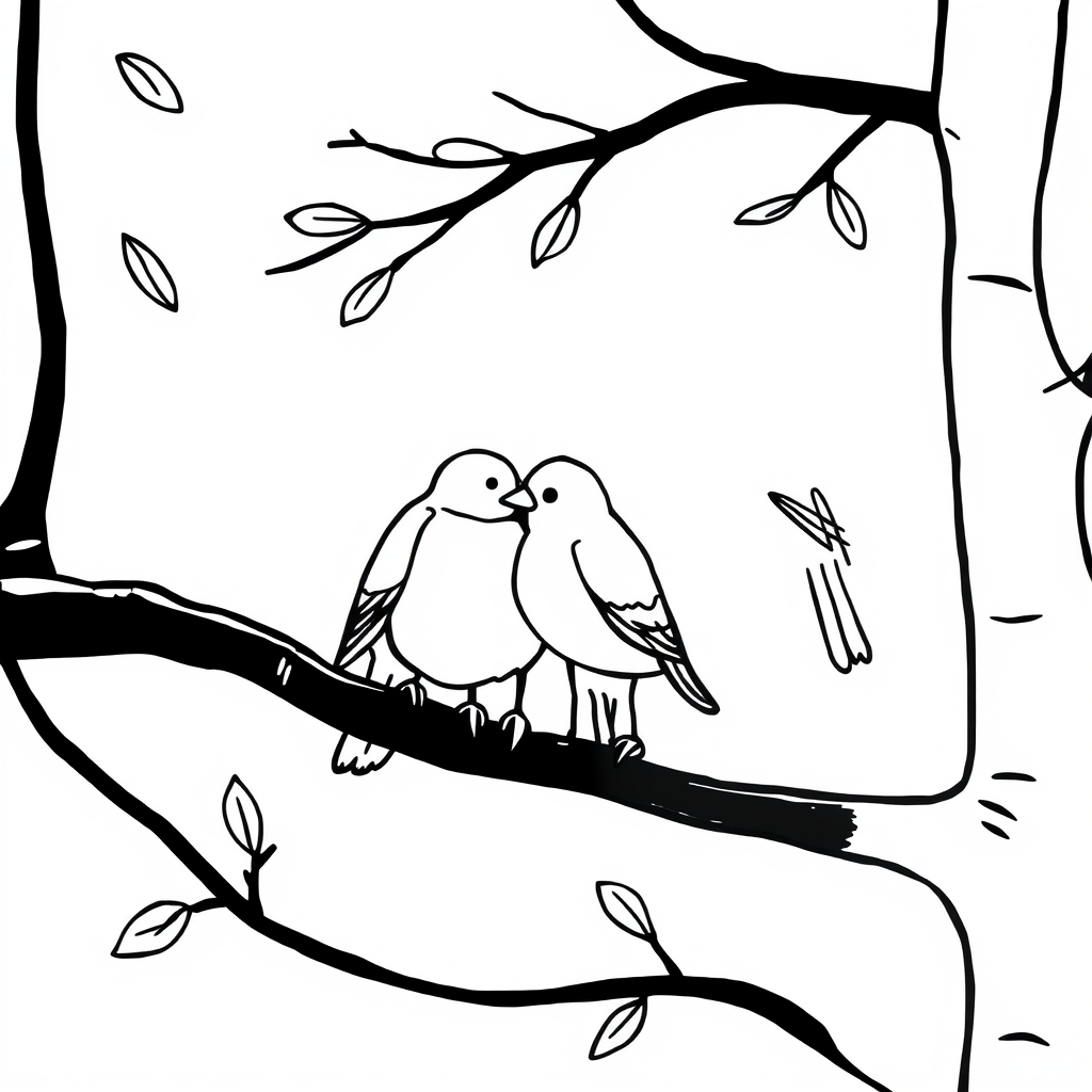 Vogeltjes Kleurplaat