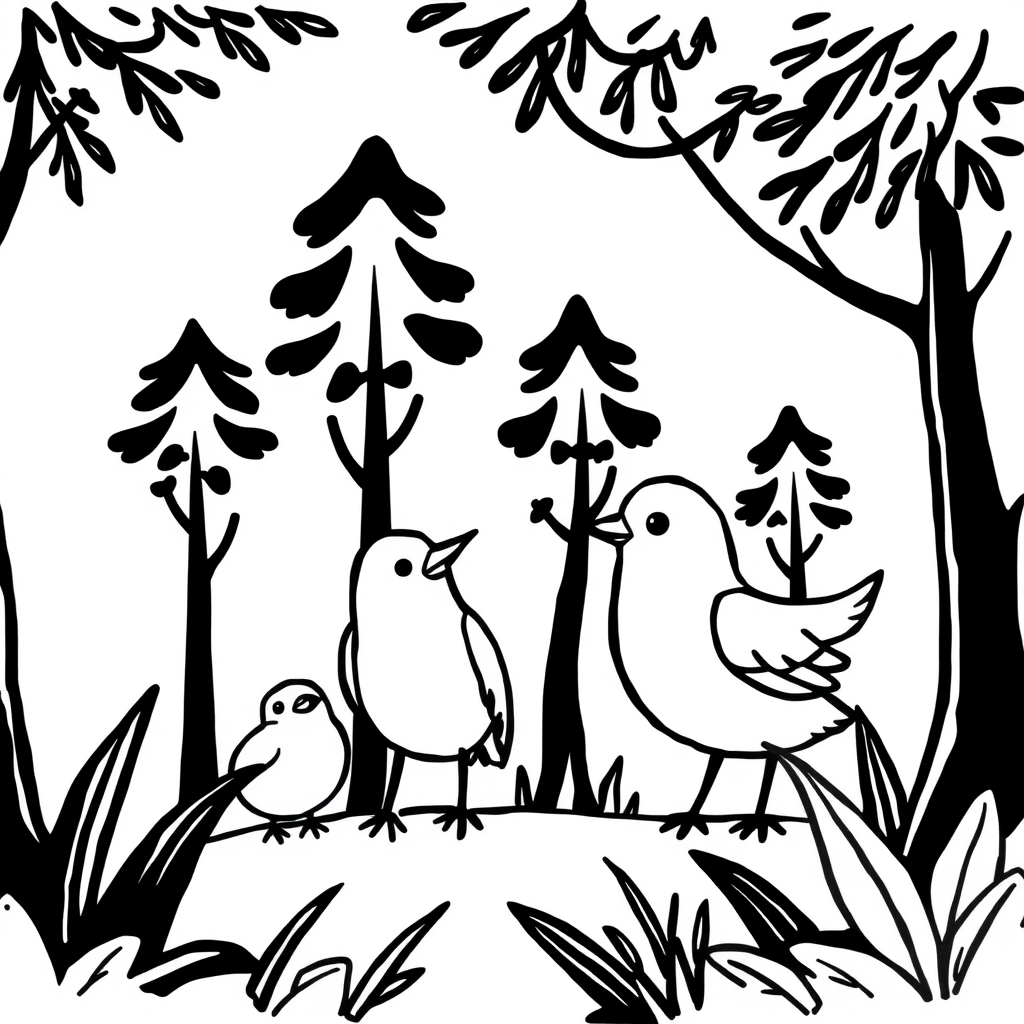 Vogelvriendjes Kleurplaat