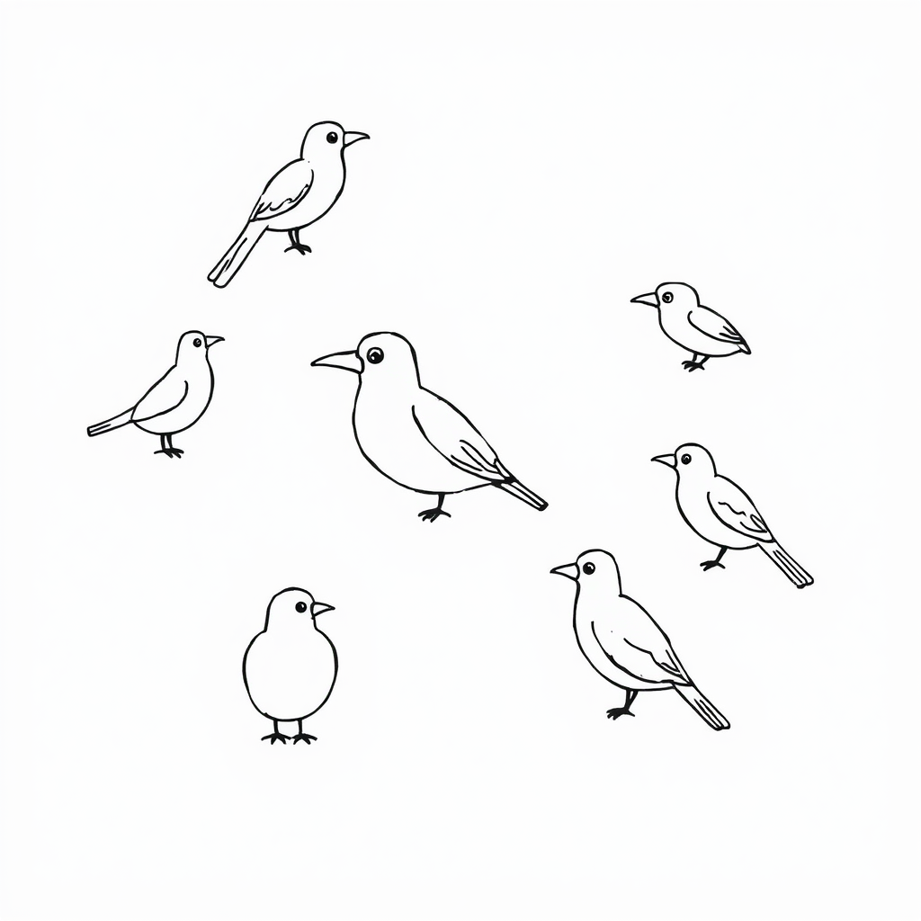 Vogeltjes Kleurplaat