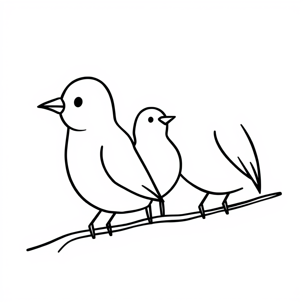 Vogeltjes Kleurplaat