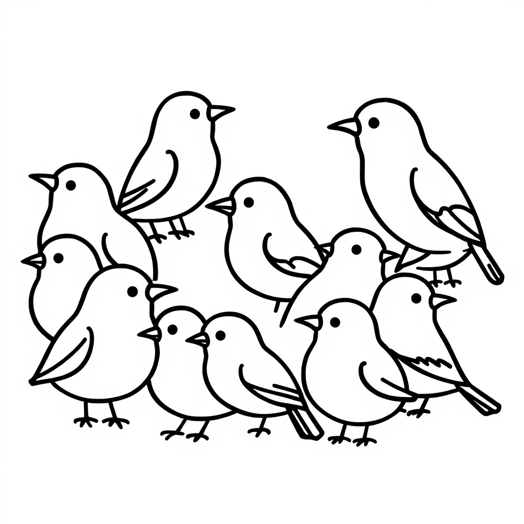 Vogeltjes Kleurplaat