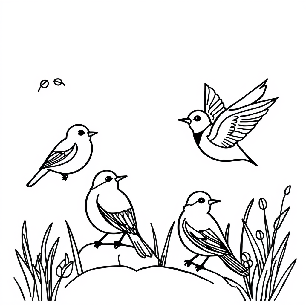 Vogels Kleurplaat