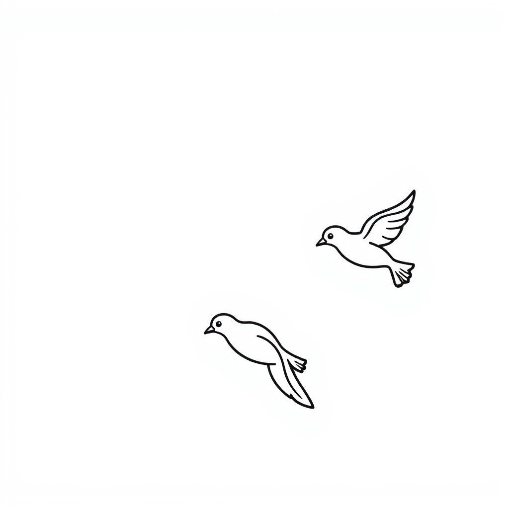 Vogels in de lucht Kleurplaat