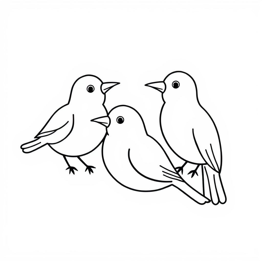 Vogeltjes Kleurplaat