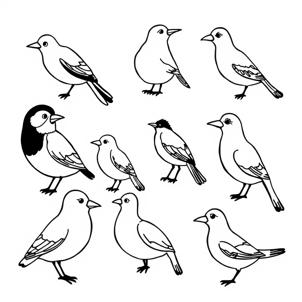 Vogels Kleurplaat