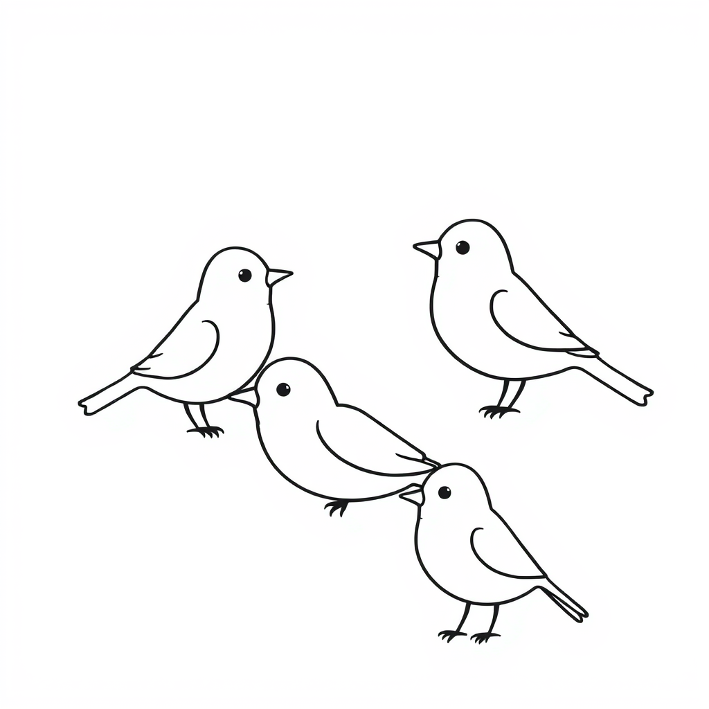 Vogeltjes Kleurplaat
